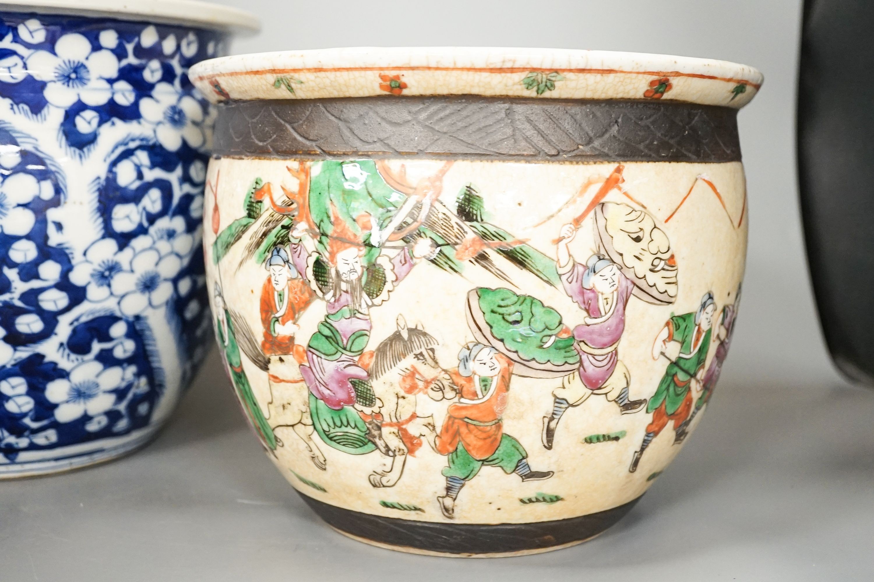 Two 19th century Chinese porcelain fish bowls, largest 26.5 cm diameter